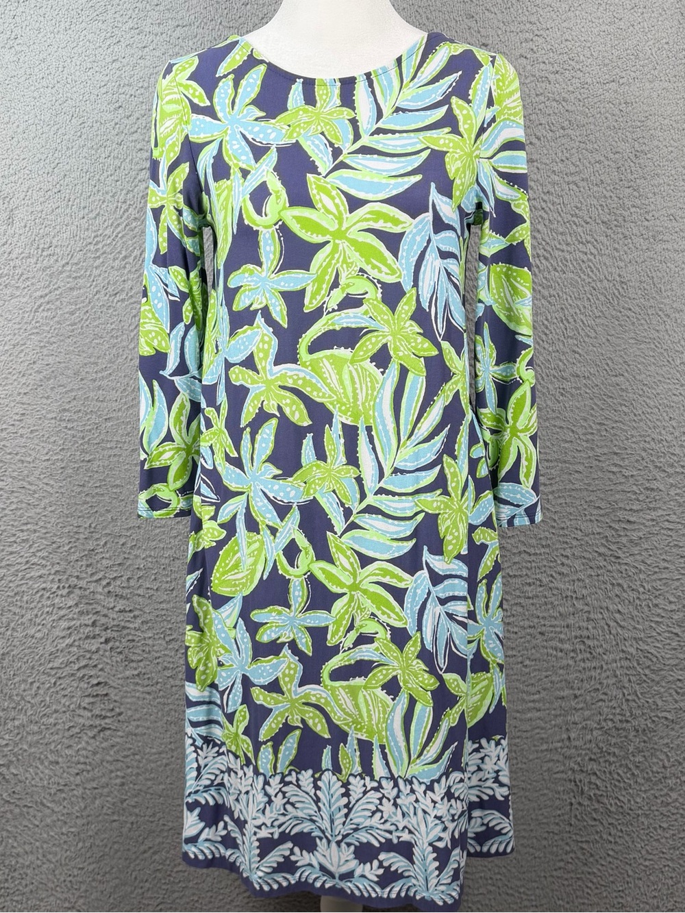 Lilly Pulitzer Ophelia Swing Dress Womens Small Blue Green Tropical Preppy